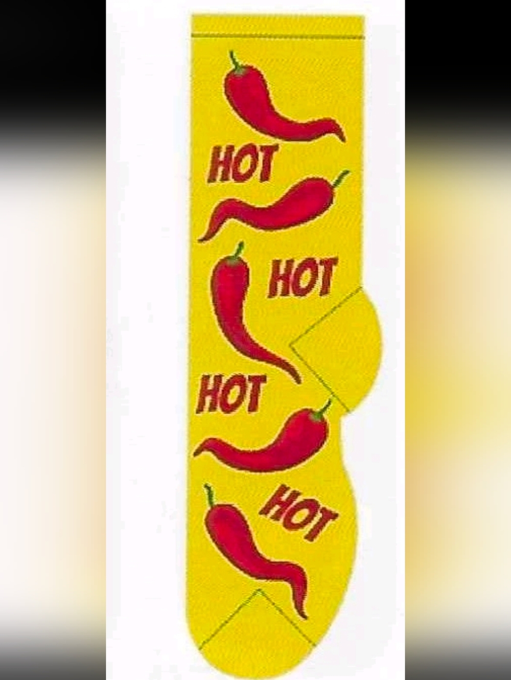 new FOOZYS Hot Chilli Peppers Yellow Crew Socks Novelty size 9-11 unisex